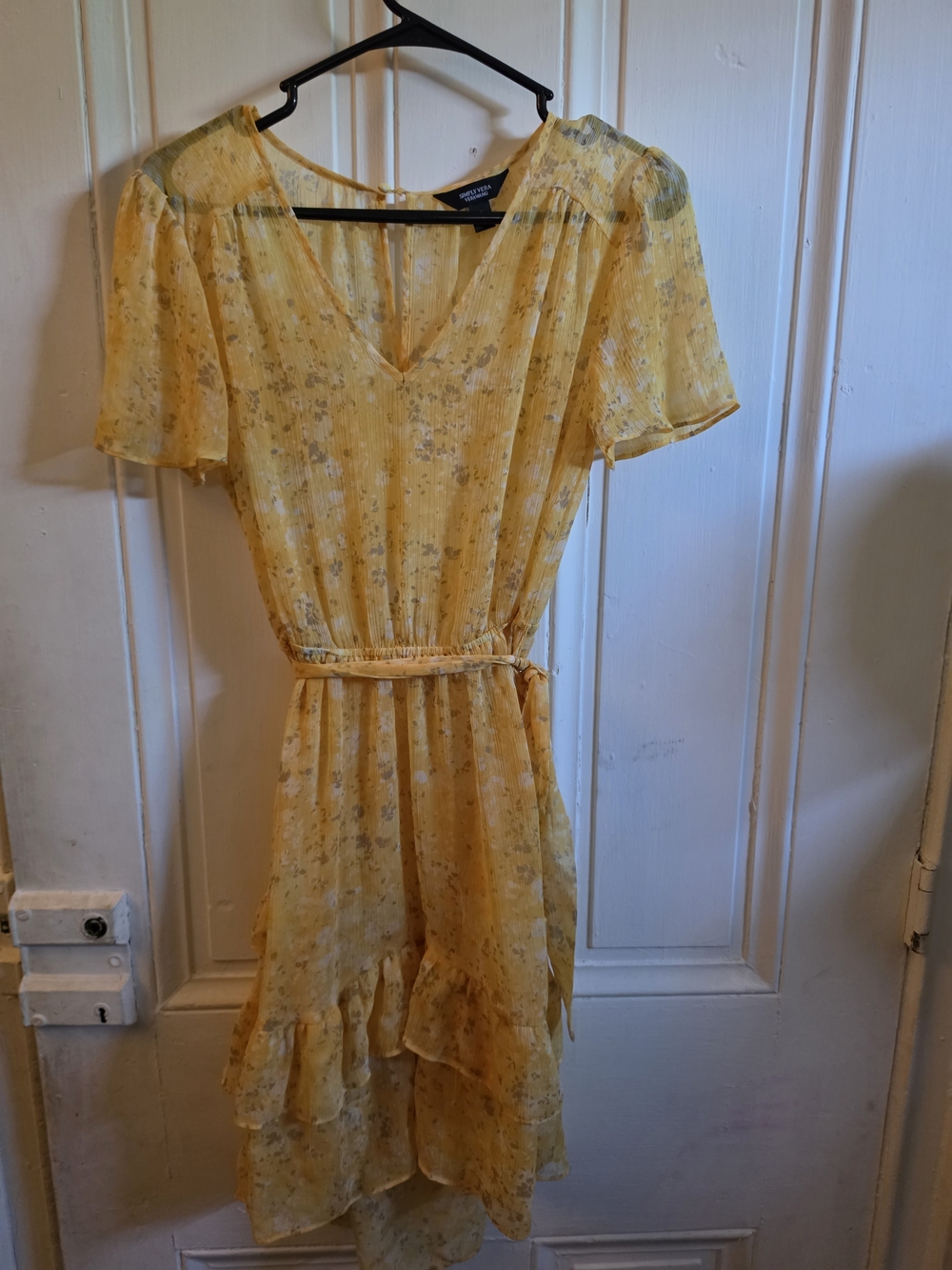 Simply Vera Yellow Floral Ruffle Waist Dress. . .